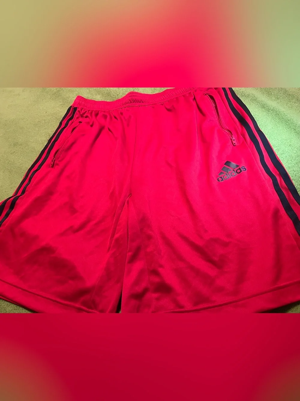 Adidas Primeblue Aeroready 3-Stripes Black/Red Training Shorts with Zippered Poc